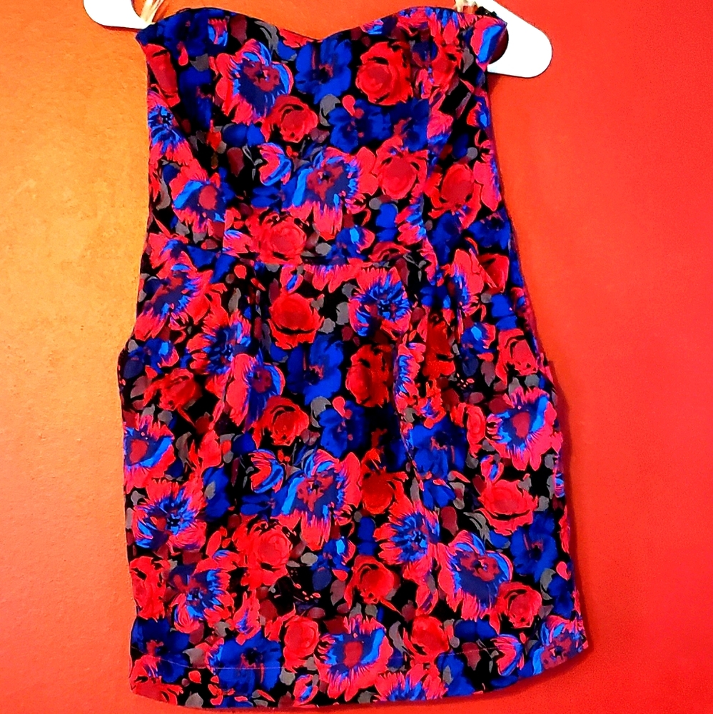 Forever 21 Strapless Mini Floral Print Dress
